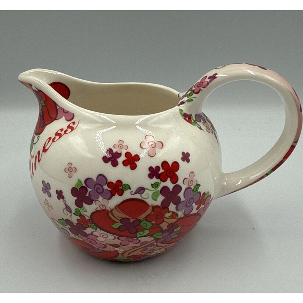 RED HAT Society Paul Cardew 2004 Pink Chintz Floral Red Purple Creamer‎